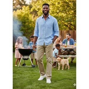 PATAGONIA men's khaki duck pants organic cotton sz 35 (inseam: 32", waist: 35")